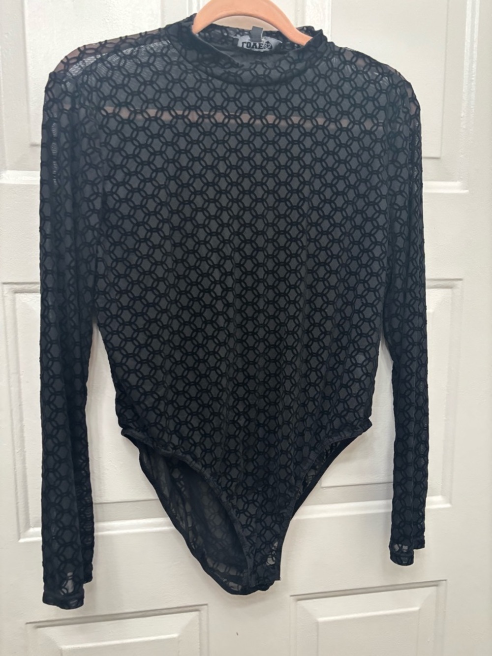 Love Black Sheer Mesh Patterned Long Sleeve Top
